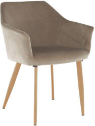 TEMPO KONDELA Szék, szövet Taupe szürke-barna/bükk, ODOVEL - pepita