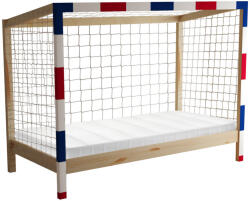 TEMPO KONDELA Montessori ágy, természetes/fehér/kék/piros, 90x200, FUTAL - pepita