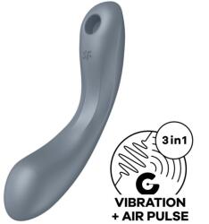 Satisfyer Vibrator Curvy Trinity 1, Air Pulse, 11 Programe Suctiune, 12 Programe Vibratii, Silicon, USB, Gri, 16.4 cm Vibrator