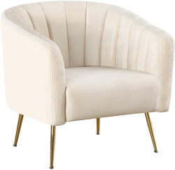 TEMPO KONDELA Design fotel, bézs Velvet szövet/gold króm-arany, BAGY - pepita
