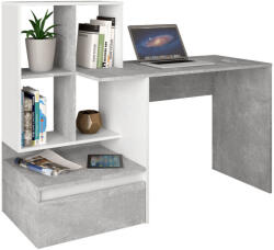 TEMPO KONDELA Számítógépasztal, beton/fehér, NEREO NEW - pepita