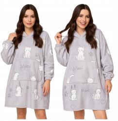 Takaró Pulóver Oversize Vastag Takaró Pulóver 2in1 XXL Macska Mintás Szőrme Pulóver Takaró (MTA-1163)