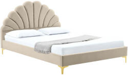 TEMPO KONDELA Ágy ágyráccsal, 160x200, bézs Velvet szövet, ISADORA - pepita