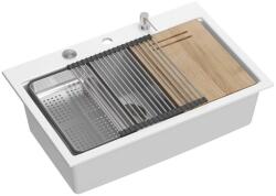 Quadron Statie de lucru incastrata Quadron Unique Marc 110 alb - inox 1 cuva 75x49 cm (HQM7650U1_FM_BS) Chiuveta
