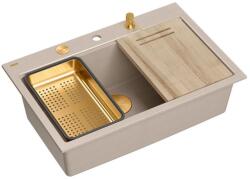 Quadron Statie de lucru incastrata Quadron Unique Marc 110 bej - cupru 1 cuva 76x50 cm (HQM7650U2_PVDC1) Chiuveta