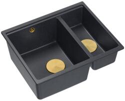 Quadron Chiuveta compozit incastrata Quadron Logan 150 negru diamant - auriu 56x46 cm (HCQL5646U8-G1_I) Chiuveta