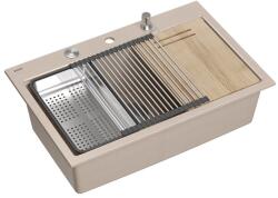 Quadron Statie de lucru incastrata Quadron Unique Marc 110 bej - inox 1 cuva 75x49 cm (HQM7650U4_FM_BS) Chiuveta