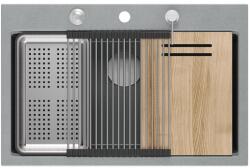 Quadron Statie de lucru incastrata Quadron Unique Marc 110 gri - inox 1 cuva 75x49 cm (HQM7650U5_FM_BS) Chiuveta