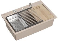 Quadron Statie de lucru incastrata Quadron Unique Marc 110 bej - inox 1 cuva 76x50 cm (HQM7650U2_BS) Chiuveta