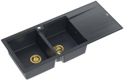 Quadron Chiuveta compozit incastrata Quadron Unique Evan 121 negru diamant - auriu 116x50 cm (HQE11650U8_PVDG1_P2O) Chiuveta