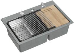 Quadron Statie de lucru incastrata Quadron Unique Marc 120 gri - inox 2 cuve 76x50 cm (HQC7650U5_BS) Chiuveta