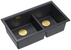 Quadron Chiuveta compozit sub blat Quadron Logan 120 negru diamant - auriu 76x45 cm (HQL7645U8_PVDG1_U) Chiuveta
