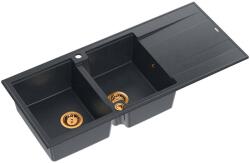 Quadron Chiuveta compozit incastrata Quadron Unique Evan 121 negru diamant - cupru 116x50 cm (HQE11650U8_PVDC1_P2O) Chiuveta