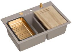 Quadron Statie de lucru incastrata Quadron Unique Marc 120 bej soft taupe - cupru 76x50 cm (HQC7650U4_PVDC1) Chiuveta