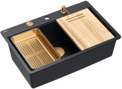 Quadron Statie de lucru incastrata Quadron Unique Marc 110 negru carbon - cupru 1 cuva 75x49 cm (HQM7650U7_FM_PVDC1) Chiuveta