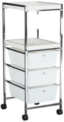 Tempo Kerekes polc, fehér/króm, CORFU