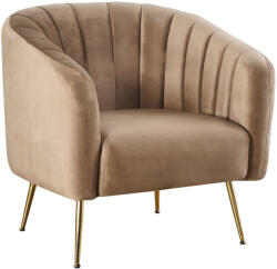 TEMPO KONDELA Design fotel, barna Velvet szövet/gold króm-arany, BAGY