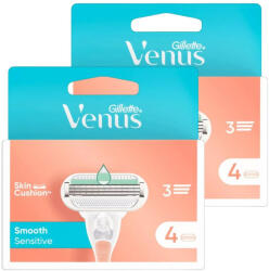Venus Gillette Venus Smooth Sensitive női borotvabetét/pótfej 3 pengés (2x4 db)