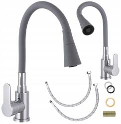 Gamma Konyhai Mosogató Csaptelep Szürke Flexibilis Kifolyócső 2 Funkciós Króm (BFX-3000g)