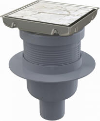 Alcadrain Függőleges padlóösszefolyó 130x130 mm kétoldalas rozsdamentes ráccsal APV240 (APV240)