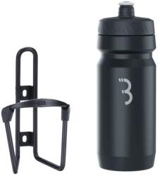 BBB Cycling Combo Comptank Fueltank BBC-03C műanyag kulacs és alu kulacstartó szett, 550 ml, csavaros, fekete-szürke
