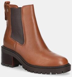 Tommy Hilfiger bőr bokacsizma TH LEATHER CHELSEA CLEATED HEEL - barna Női 39