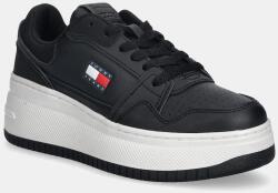 Tommy Hilfiger bőr sportcipő TJW RETRO BASKET FLATFORM - fekete Női 39