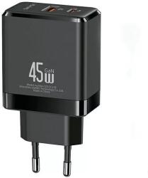 USAMS Us-Cc178 T58 USB-C / USB-A Hálózati Töltő - 45W, Fekete (USA001288)