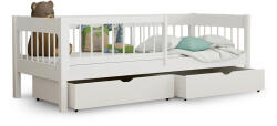  LESZANKA gyerek fa montessori ágy ágyneműtartóval 80x180 - fehér (10000015739)
