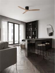 Nova Luce Lustra cu ventilator NINEMIA Nisipiu Negru Metal Baza & Natural Lemn Color Blades 40 Wat Fan Rated Power & 6 Speeds 220-240Volt IP20 cu No Deschis cu Remote Control Summer & Winter Mode 10 Years Warra