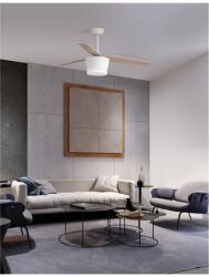 Nova Luce Lustra cu ventilator MONSOON Body: Otel Mat Alb and Sticla, Blades: Maple Lemn DC Motor Max. 40 W, 5 Speed Control, Bulb: LED 18 W 650Lm 3000K IP20 (NV5260261)