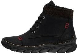RIEKER Ghete dama, Rieker, 55031-00-Negru, casual, piele ecologica, imblanite, cu talpa joasa, negru (Marime: 41)