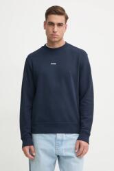 BOSS Orange pamut melegítőfelső fekete, férfi, nyomott mintás, kapucnis, 50514541 - sötétkék M