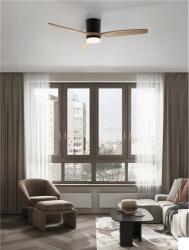 Nova Luce Lustra cu ventilator ALOA Nisipiu Negru Metal & Acrylic Natural Lemn Color Blades LED 18 Wat 2190Lm 220-240Volt IP20 3000-4000-6500K 40Wat Rated Power & 6 Speeds cu Remote Control Summer & Winter Mode
