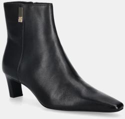 Tommy Hilfiger bőr csizma SQUARE TOE KITTEN BOOTIE - fekete Női 40