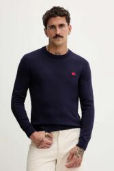 HUGO BOSS pamut pulóver könnyű, fekete, 50475083 - sötétkék M