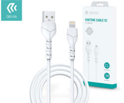 DEVIA USB - Lightning adat- és töltőkábel 1 m-es vezetékkel - Devia Kintone Cable V2 Series for Lightning - 5V/2.1A - white