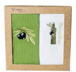 Polášek Prosoape de bucătărie waffle brodate cu motiv - Set de 2 bucăți - Măsline nr. 9 (28572660-01)