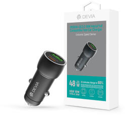 DEVIA Extreme Speed Series 30W PD+QC autós gyorstöltő USB+Type-C - fekete - mobilehome