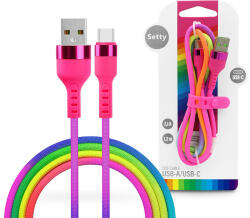 Setty USB - USB Type-C adat- és töltőkábel 1, 2 m-es vezetékkel - Setty Rainbow -5V/2, 1A