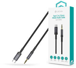 DEVIA iPure Series Woven AUX 3, 5mm jack/Type-C audio kábel 1m - fekete - mobilehome