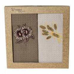 Polášek Prosoape de bucătărie waffle brodate cu motiv - Set de 2 bucăți - Floarea-soarelui nr. 7 (50632744-01)