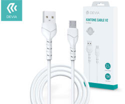 DEVIA USB - micro USB adat- és töltőkábel 1 m-es vezetékkel - Devia Kintone Cable V2 Series for Micro USB - 5V/2.1A - white
