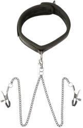 Sei Mio - nyakörv és bimbócsipesz (fekete) - erotikashow