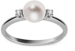 Heratis Forever Finom gyűrű gyöngyökkel és gyémántokkal, fehéraranyból FLBR031A