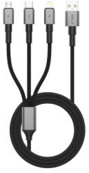 Tech-Protect Ultraboost DNA kábel USB - USB-C / Lightning / Micro USB 3A 120cm, szürke