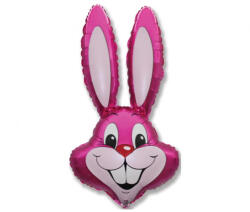 Flexmetal Fólia léggömb, nyuszi fej, pink, 100 cm csomagolt