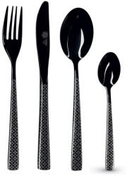 Pozzi Milano Rozsdamentes acél evőeszközszett 24db-os (villa, kés, kanál, teáskanál), Glossy Black (PM0112B) - perfectodekor