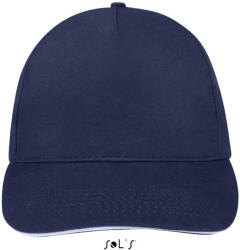 SOL'S Uniszex tépőzáras 5 paneles pamut baseball sapka, SOL'S SO88110, French Navy/White-U (so88110fn-wh-u)