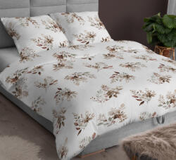  5 részes kétszemélyes ágynemű huzat garnitúra - 200 x 220 cm / sötétszürke páfrány levél mintás